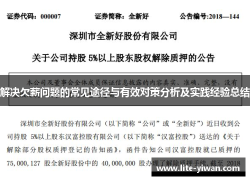 解决欠薪问题的常见途径与有效对策分析及实践经验总结