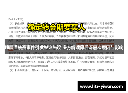 魏震遭禁赛事件引发舆论热议 多方解读背后深层次原因与影响